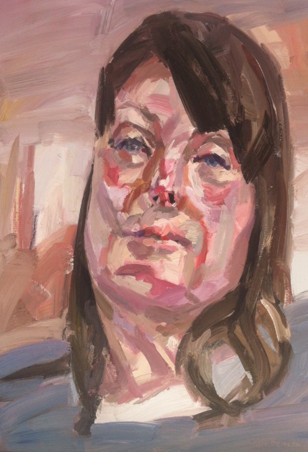 Beth, burns survivor, oil on canvas, 40" x 28" by Tim Benson