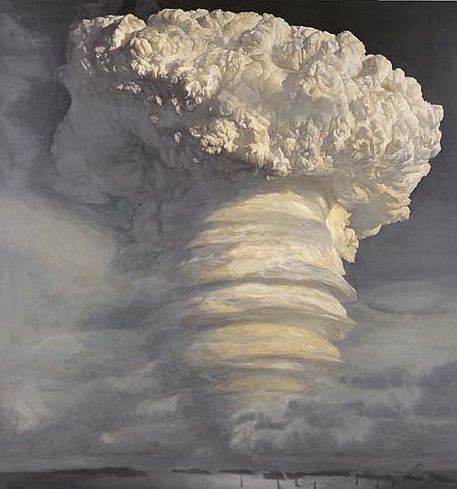 Satoshi Furui. Mushroom cloud #2001 - Hardtrack I oak. 2003. Oil on panel. 180 x 170 cm.